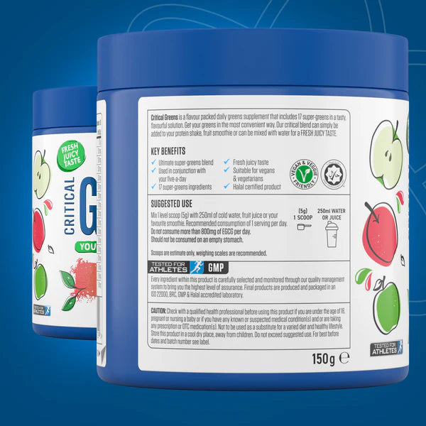 APPLIED NUTRITION CRITICAL GREENS 150G (FLAVOURED)