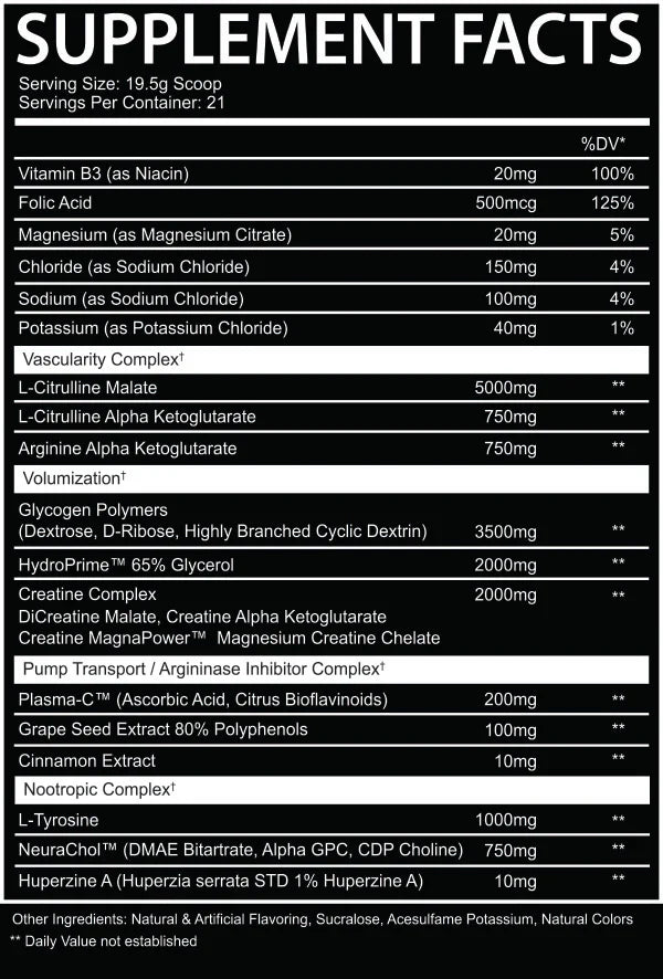 AFTERDARK EPO+ STIM FREE PRE WORKOUT 410G