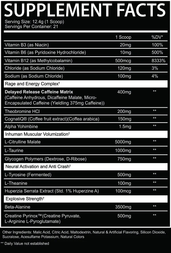 AFTERDARK INHUMAN PRE WORKOUT 257G