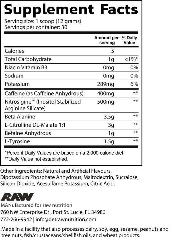 RAW NUTRITION PRE EXTREME 360G